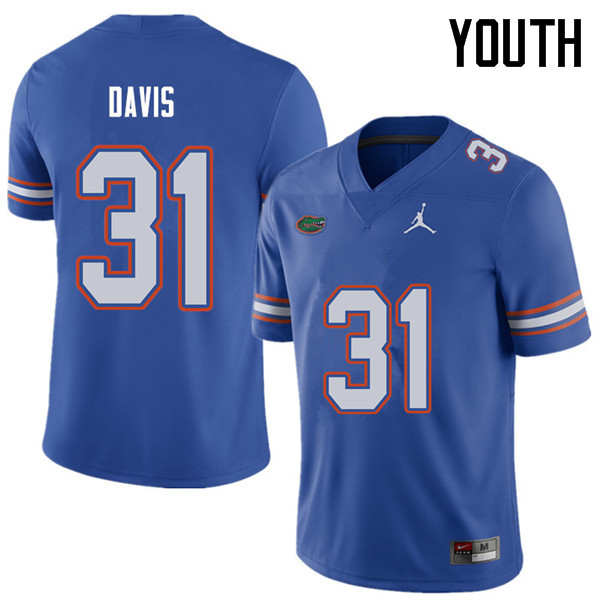 Jordan Brand Youth #31 Shawn Davis Florida Gators College Football Jerseys Sale-Royal - Click Image to Close